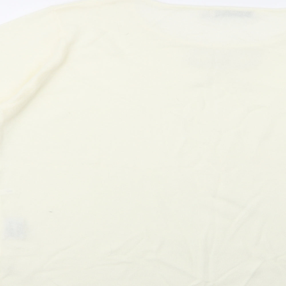 Cashmasoft Womens Ivory Boat Neck  Acrylic Pullover Jumper Size XL   - Embellished Neckline