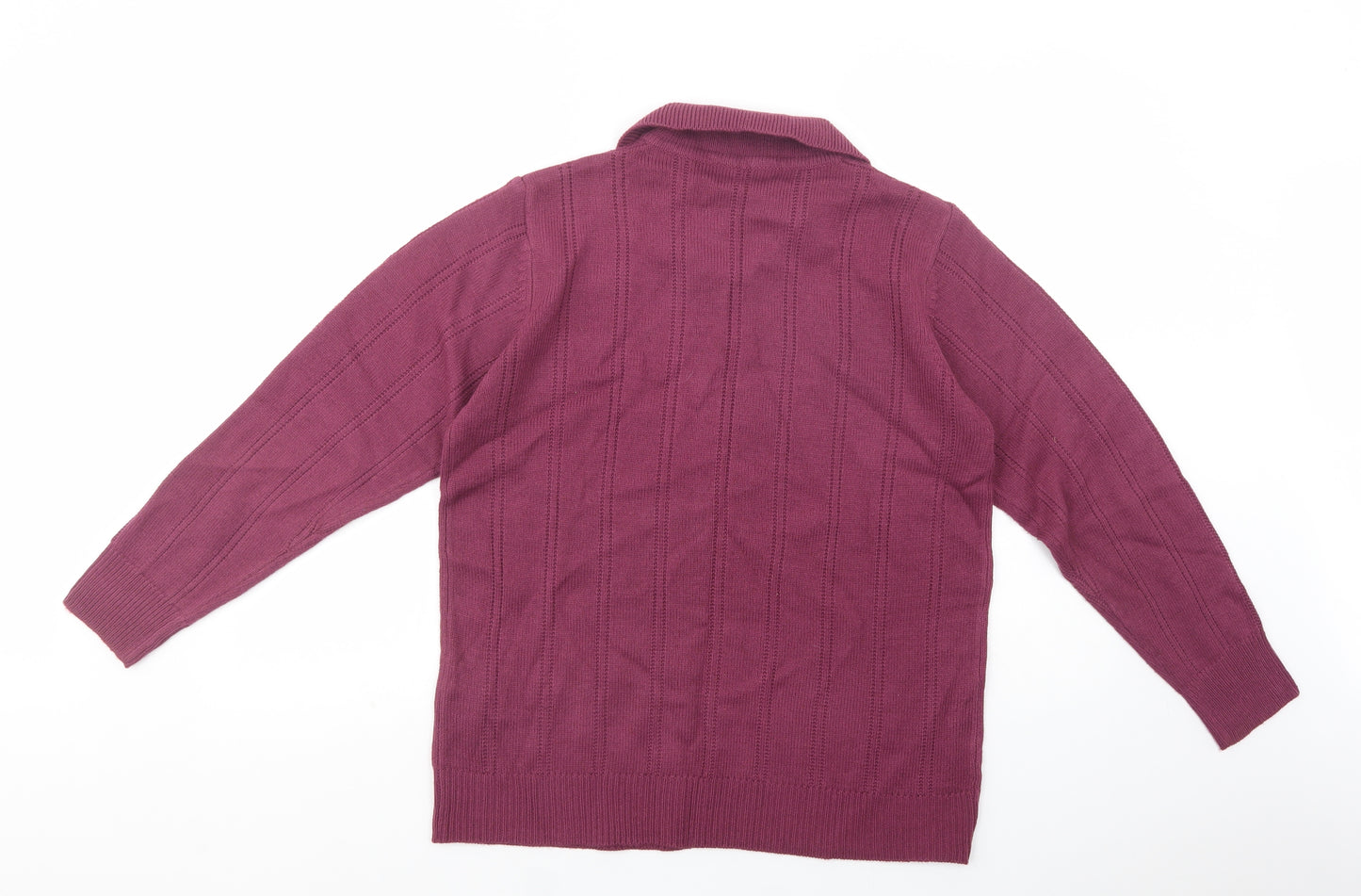 Daxon Womens Purple Collared  Acrylic Pullover Jumper Size 18