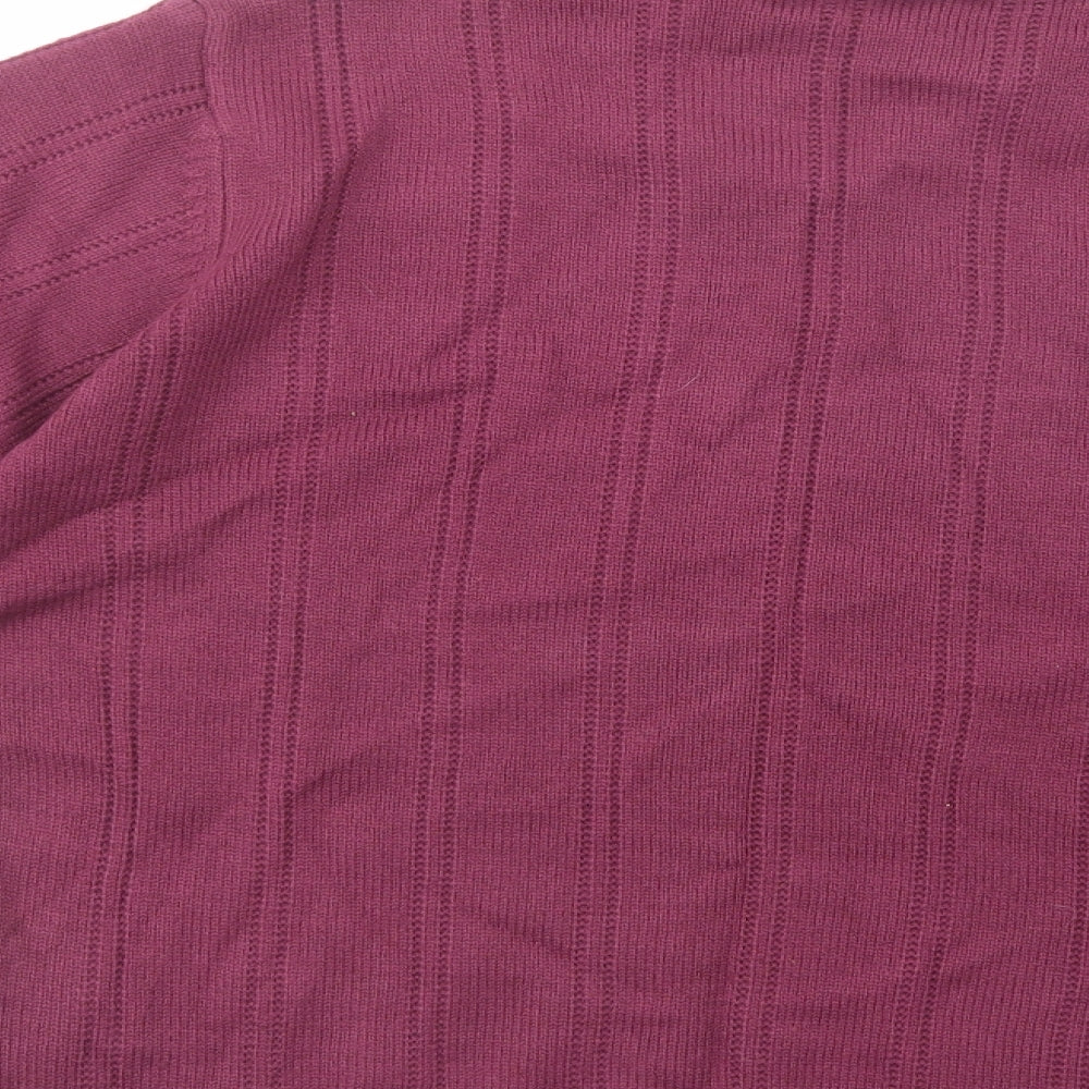 Daxon Womens Purple Collared  Acrylic Pullover Jumper Size 18