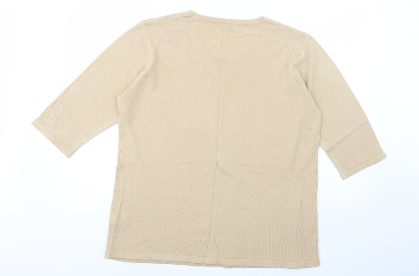 Cashmasoft Womens Beige Scoop Neck  Acrylic Pullover Jumper Size XL