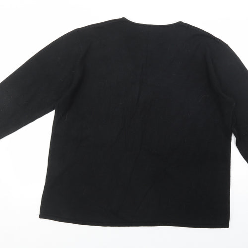 Cashmasoft Womens Black V-Neck  Acrylic Pullover Jumper Size XL