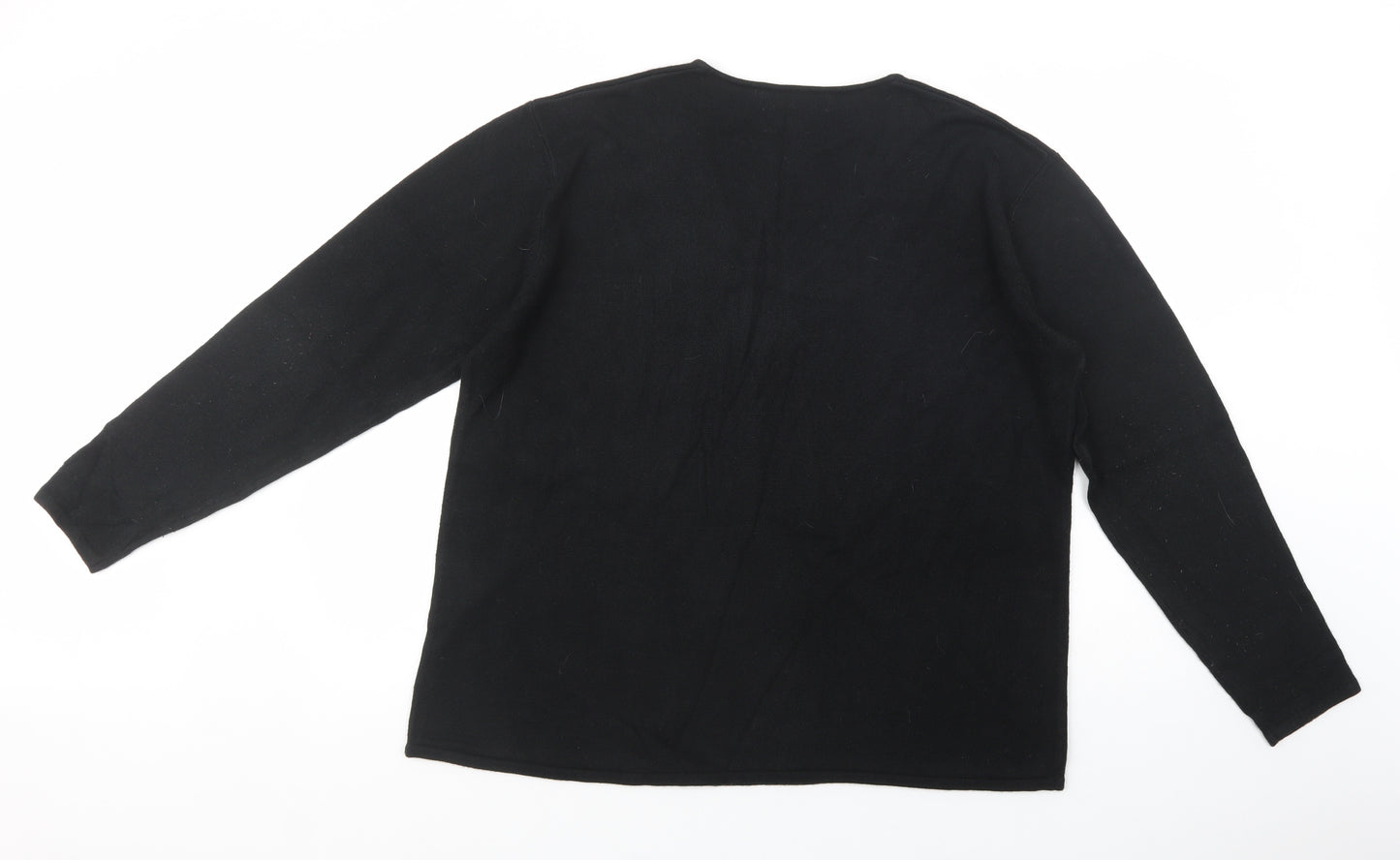 Cashmasoft Womens Black V-Neck  Acrylic Pullover Jumper Size XL