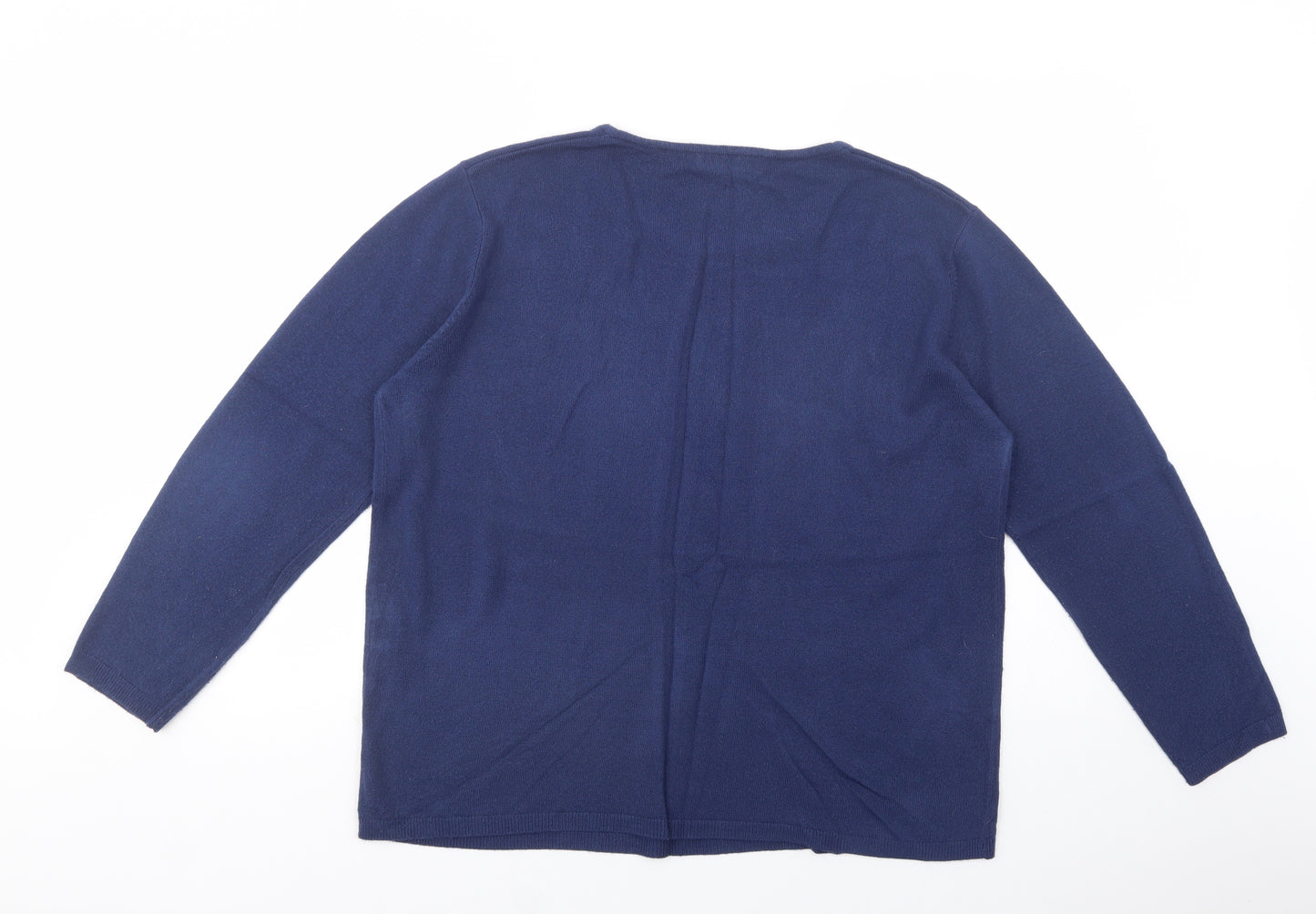 Cashmasoft Womens Blue Crew Neck  Acrylic Pullover Jumper Size XL