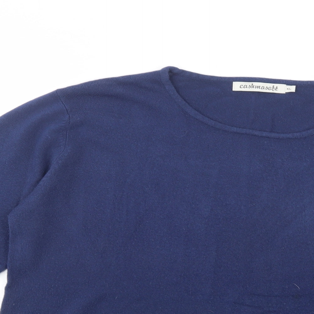 Cashmasoft Womens Blue Crew Neck  Acrylic Pullover Jumper Size XL