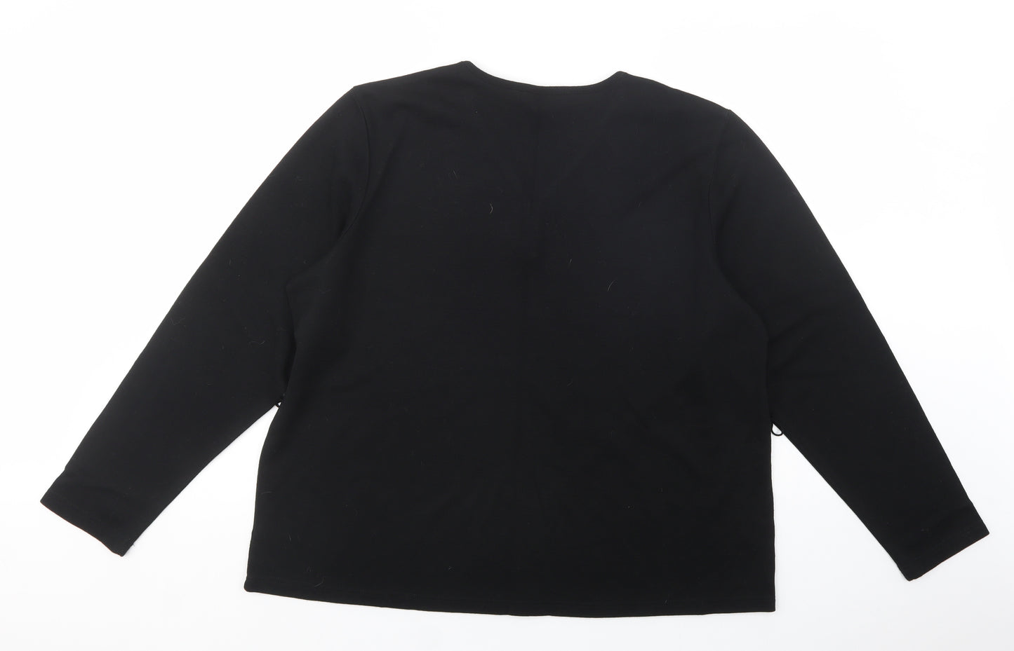 Nina Leonard Womens Black V-Neck  Acrylic Pullover Jumper Size 2XL