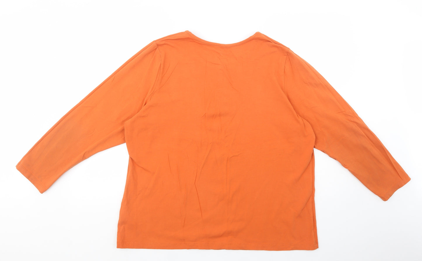 D & C0. Womens Orange  Cotton Basic T-Shirt Size 2XL Henley