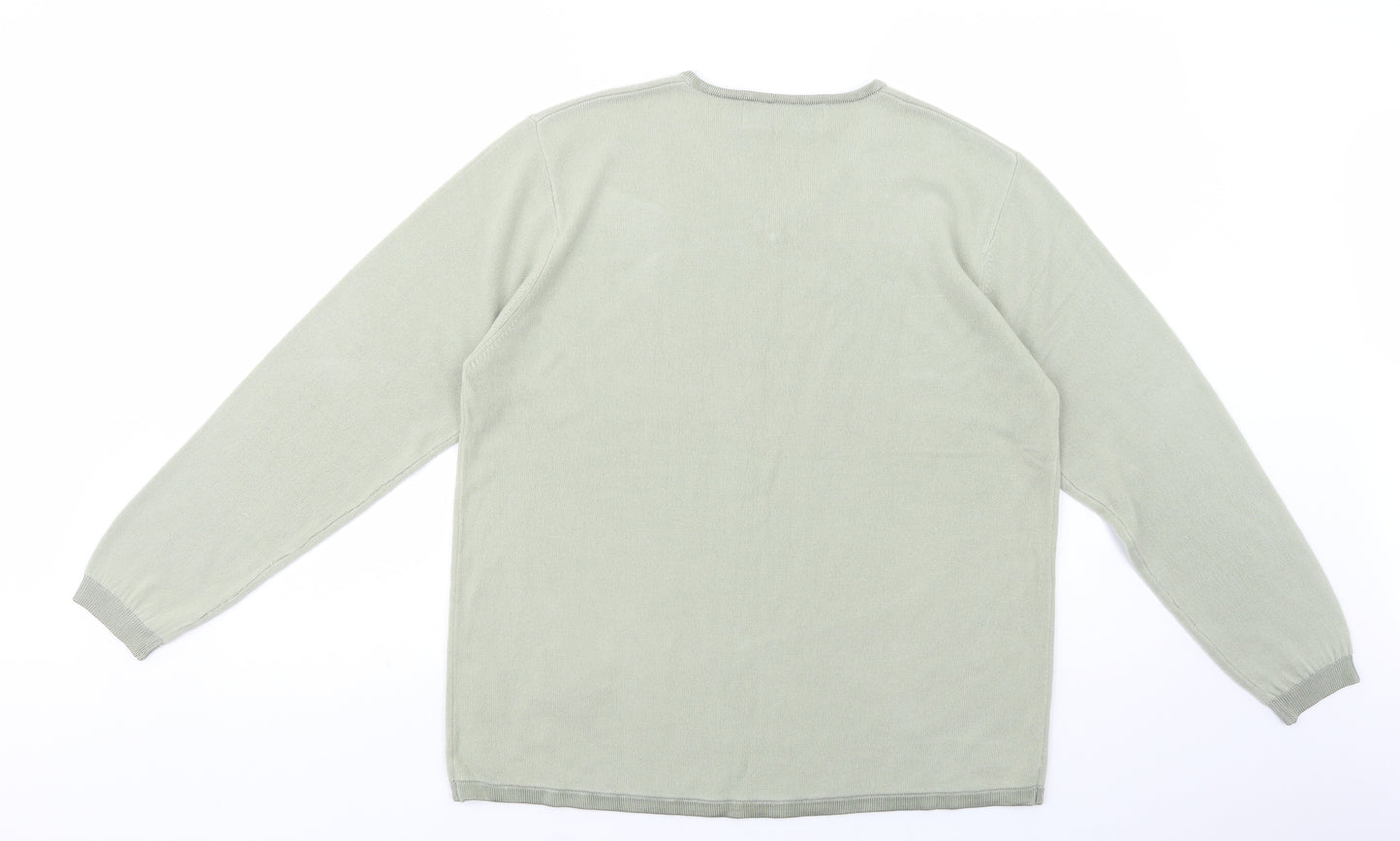 Amoretti Womens Green V-Neck  Acrylic Pullover Jumper Size L