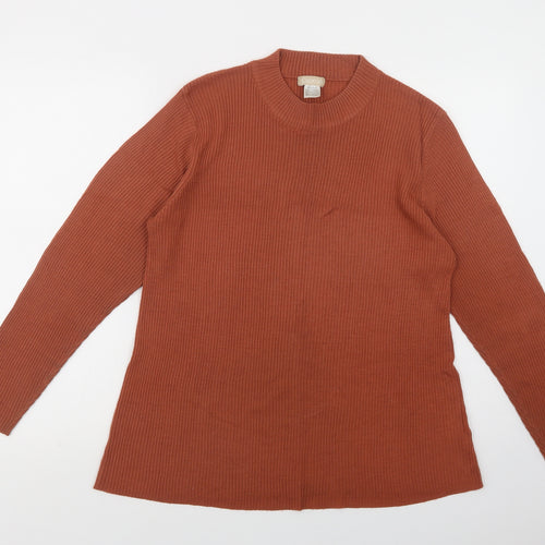 Daxon Womens Brown Crew Neck  Acrylic Pullover Jumper Size 22