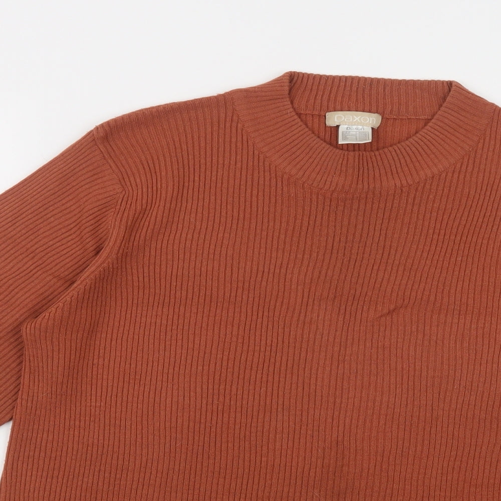 Daxon Womens Brown Crew Neck  Acrylic Pullover Jumper Size 22