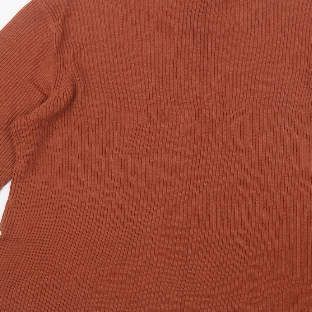 Daxon Womens Brown Crew Neck  Acrylic Pullover Jumper Size 22