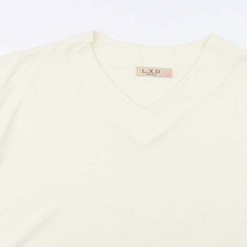 L.X.D Womens Ivory V-Neck  Acrylic Pullover Jumper Size 20