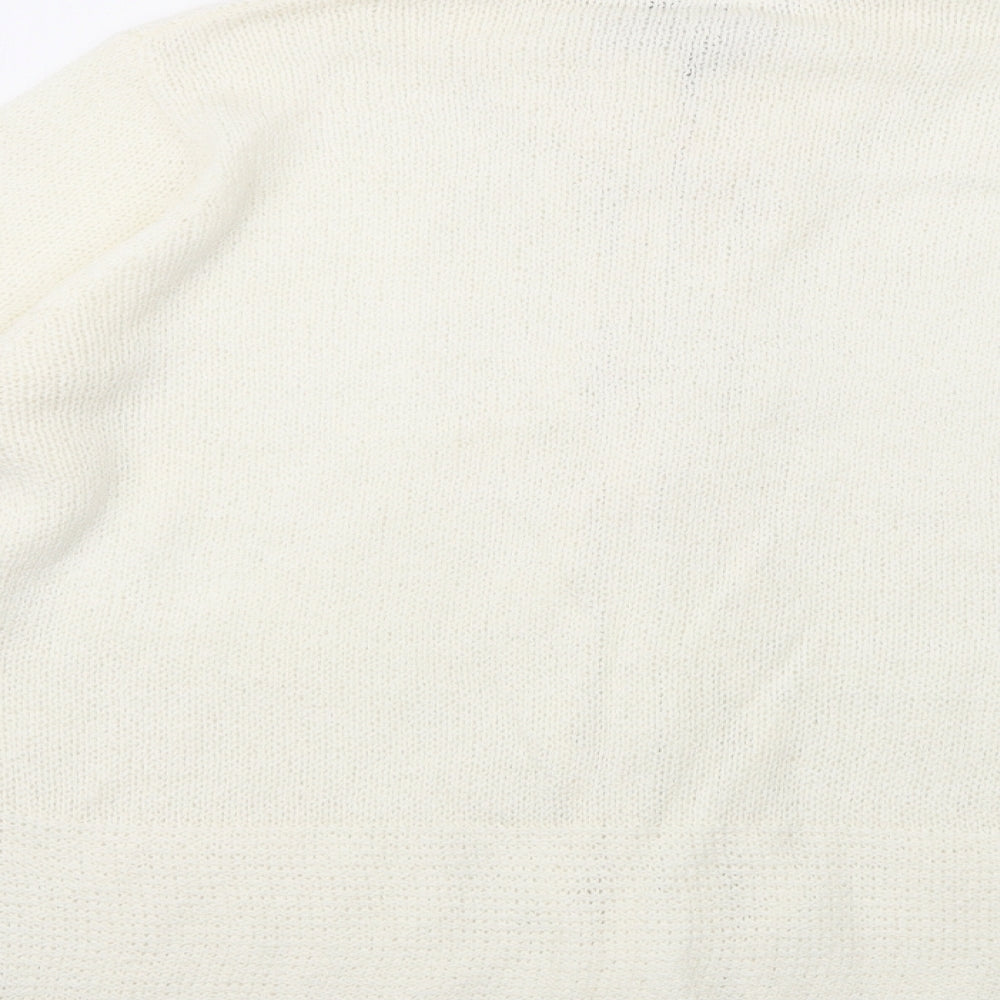 Brandtex Womens White High Neck  Acrylic Full Zip Jumper Size XL