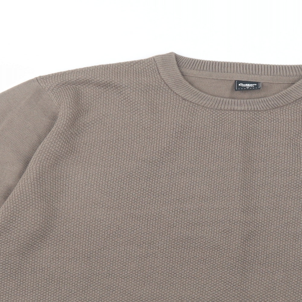 Cotton Traders Mens Brown Crew Neck  Acrylic Pullover Jumper Size M