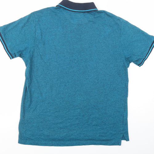 Pierre Cardin Mens Blue  Cotton  Polo Size L Collared Button