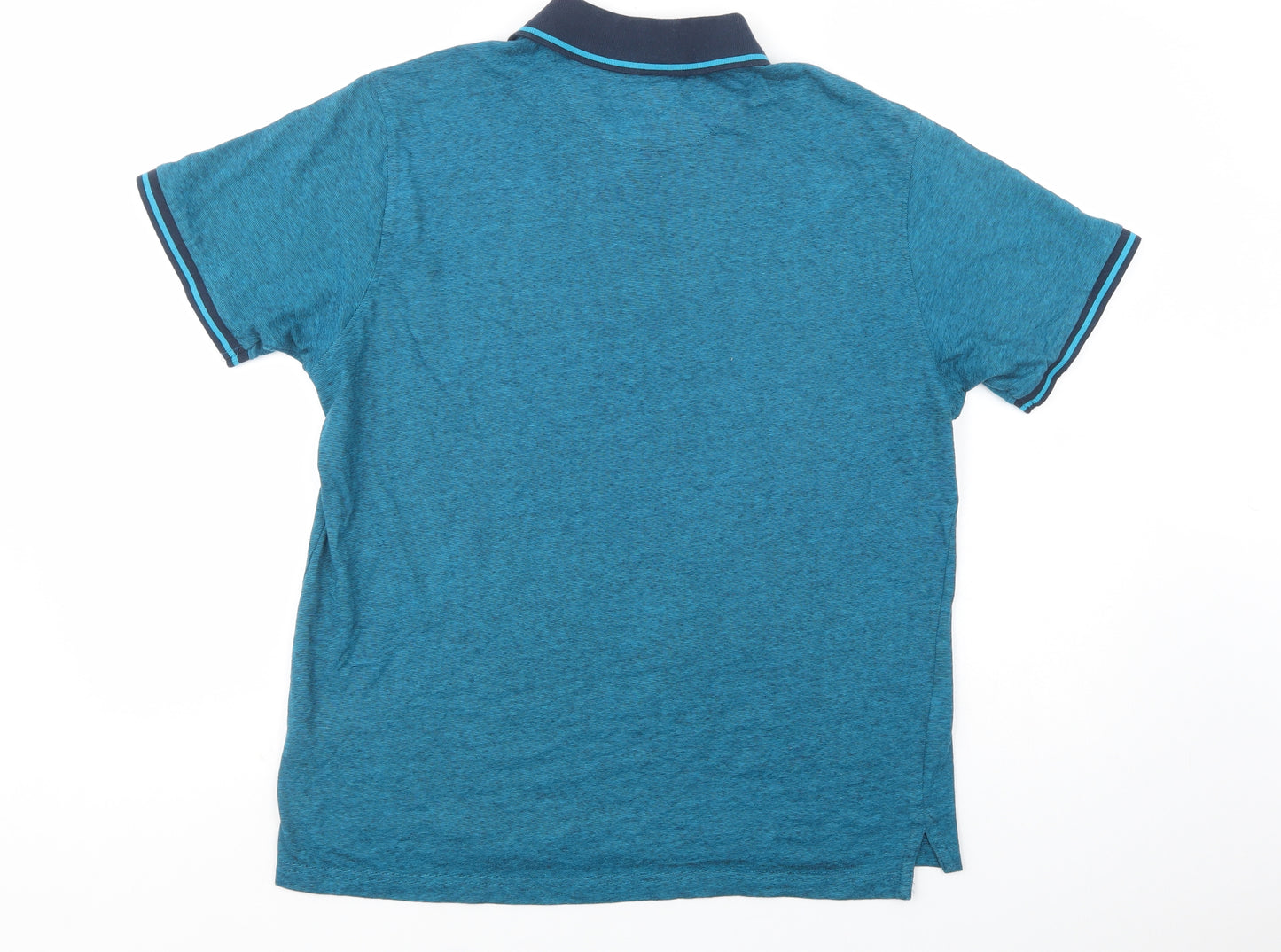Pierre Cardin Mens Blue  Cotton  Polo Size L Collared Button