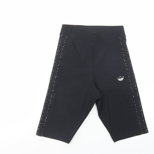 adidas Womens Black  Polyester Compression Shorts Size 6 L10 in Regular