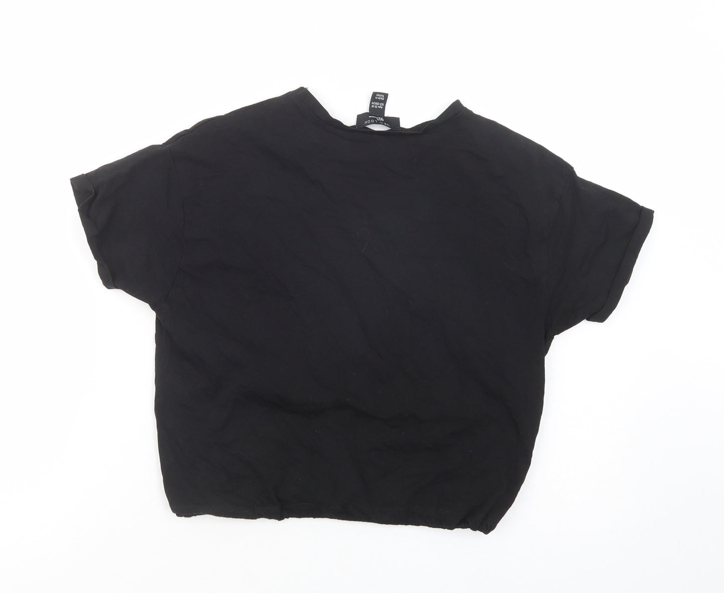 New Look Girls Black  Cotton Cropped T-Shirt Size 12-13 Years Crew Neck Pullover - Kindness