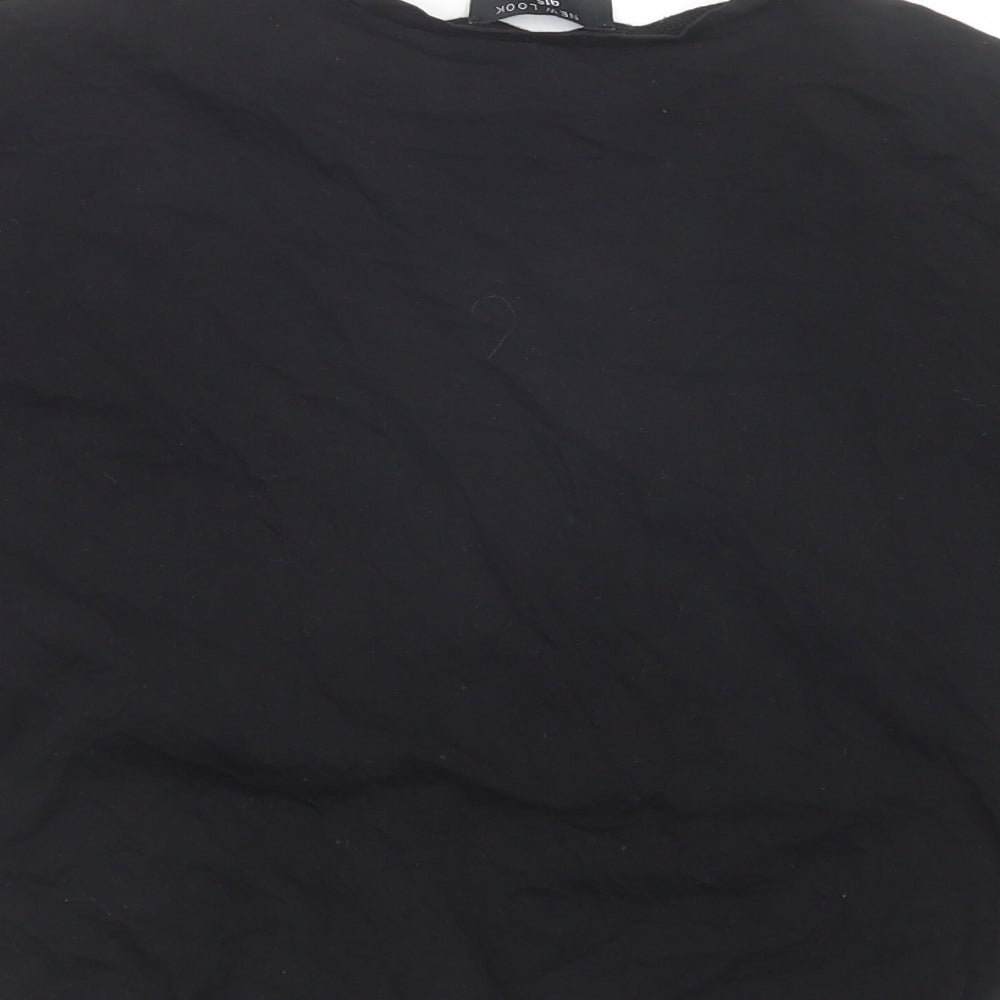 New Look Girls Black  Cotton Cropped T-Shirt Size 12-13 Years Crew Neck Pullover - Kindness
