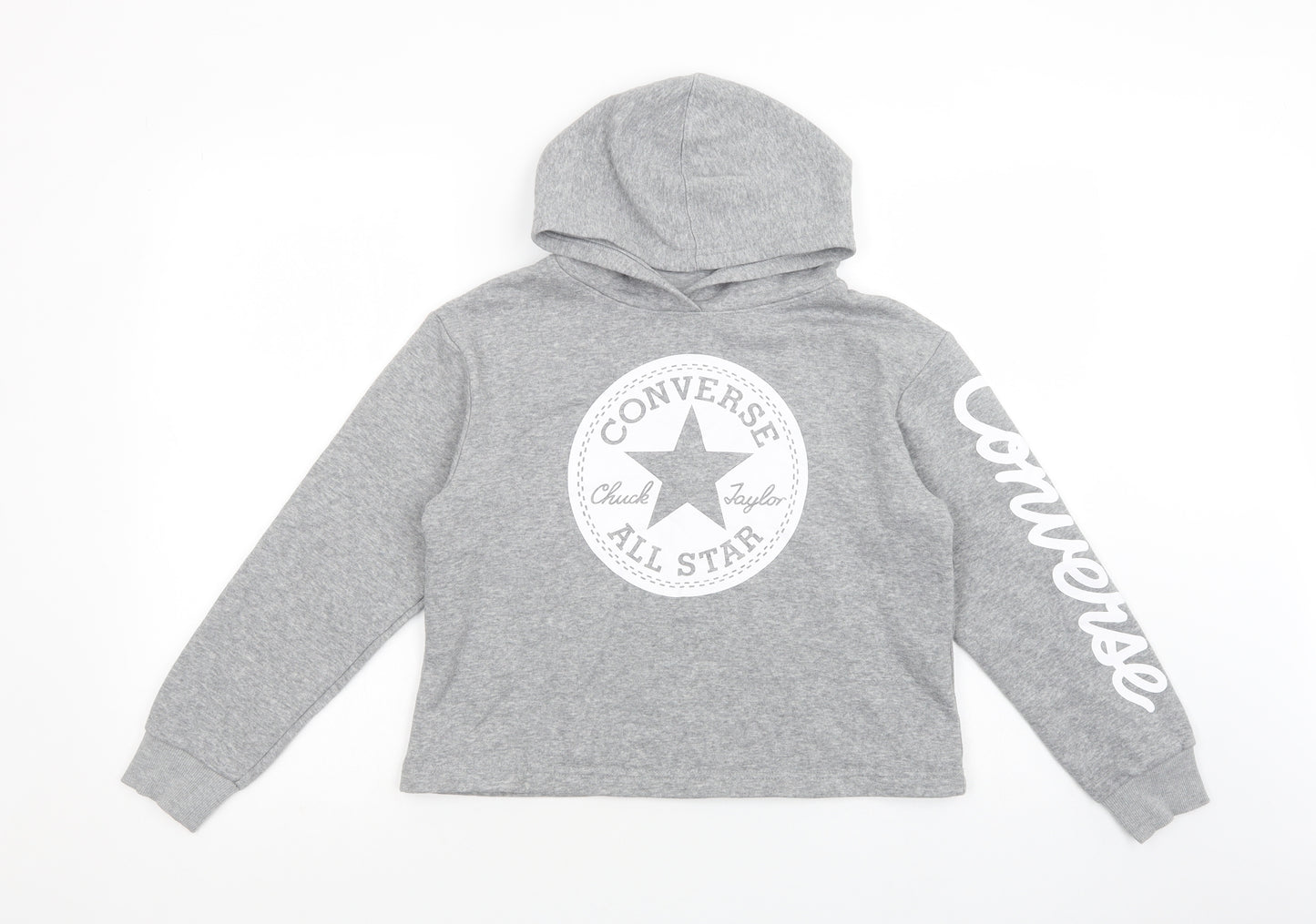 Converse Girls Grey  Cotton Pullover Hoodie Size 12-13 Years  Pullover