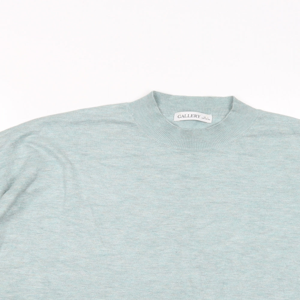 Gallery Womens Green Mock Neck  Viscose Pullover Jumper Size L