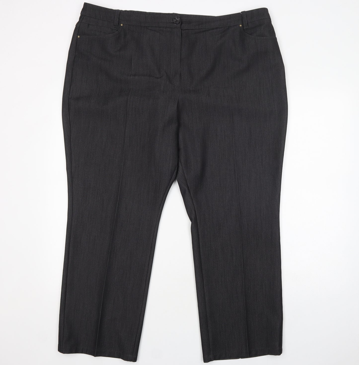 Marks and Spencer Womens Grey  Polyester Dress Pants Trousers Size 20 L27 in Regular Button