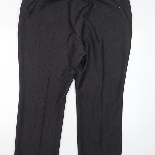 Marks and Spencer Womens Grey  Polyester Dress Pants Trousers Size 20 L27 in Regular Button