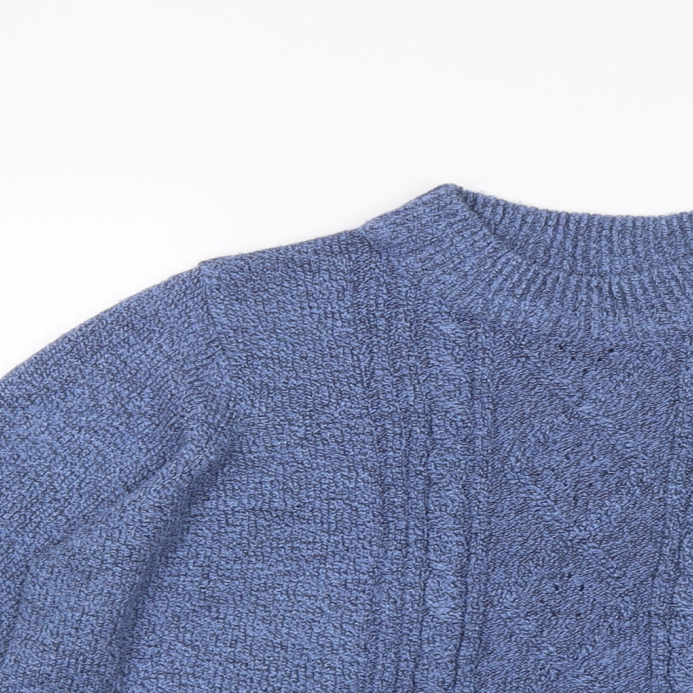 Bonmarché Womens Blue Mock Neck  Acrylic Pullover Jumper Size XL