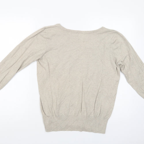 H&M Womens Beige Scoop Neck  Cotton Pullover Jumper Size L