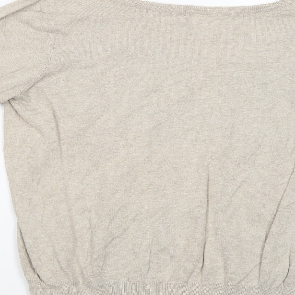 H&M Womens Beige Scoop Neck  Cotton Pullover Jumper Size L