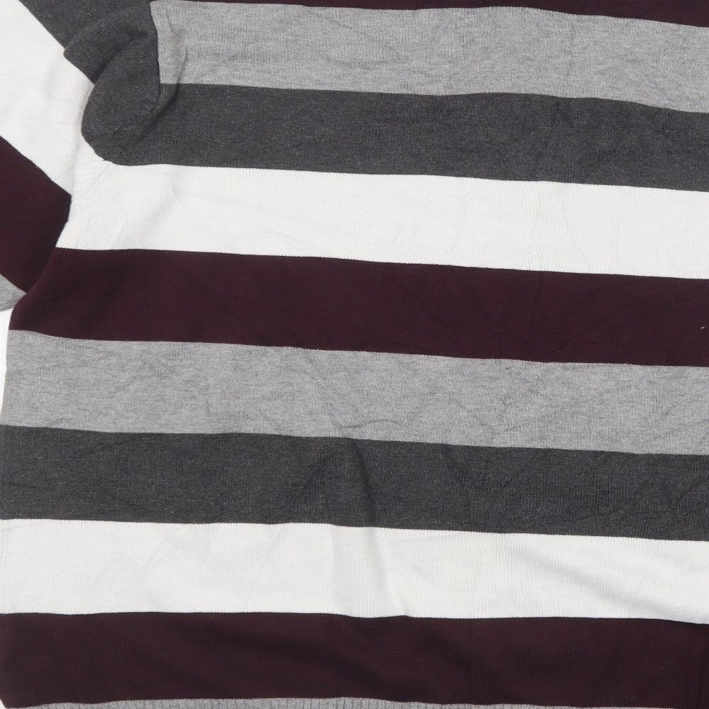 Cedarwood State Mens Multicoloured Crew Neck Striped Cotton Pullover Jumper Size L