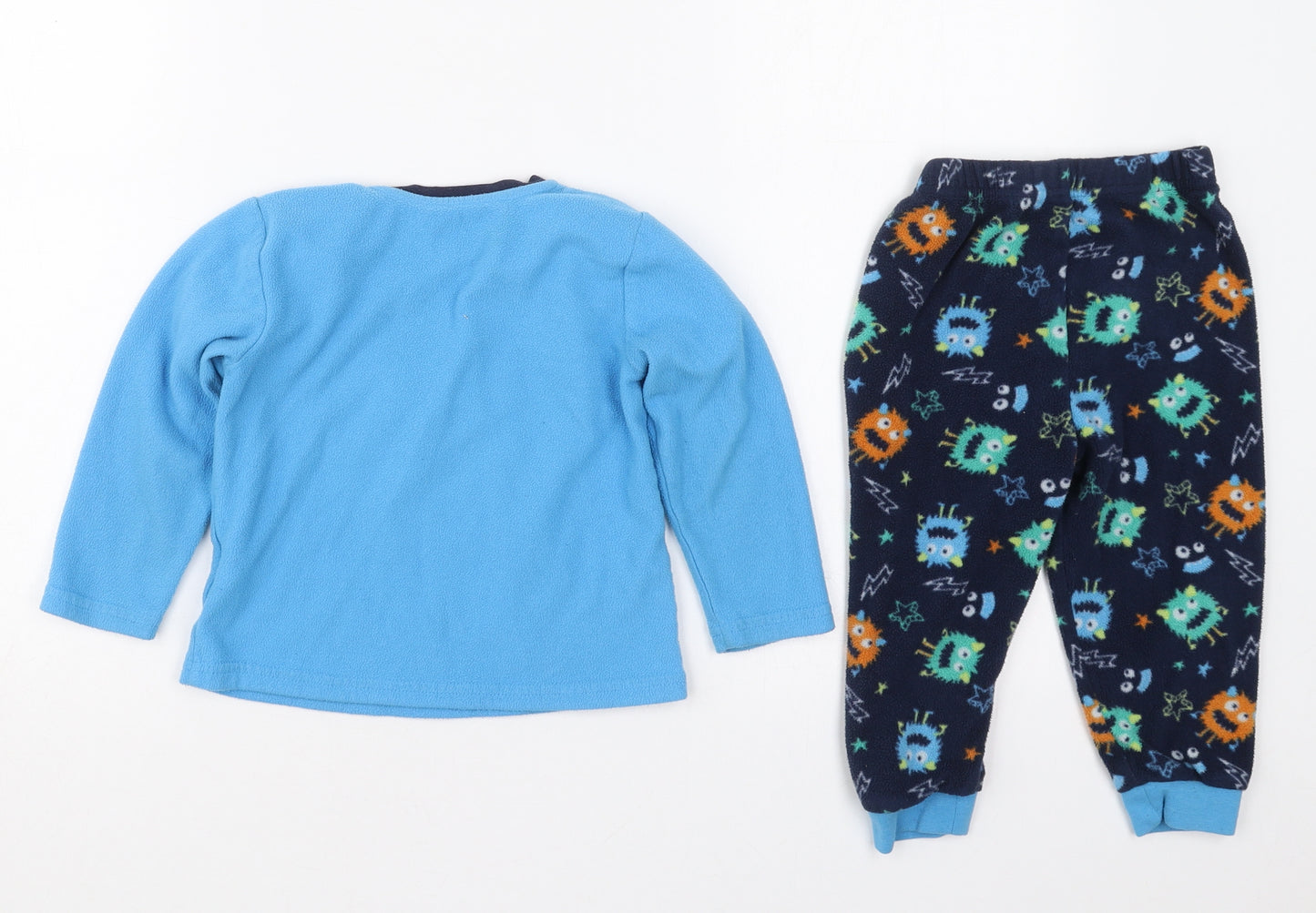 Primark Boys Blue Solid Polyester  Pyjama Set Size 18-24 Months  Pullover - Little Monster