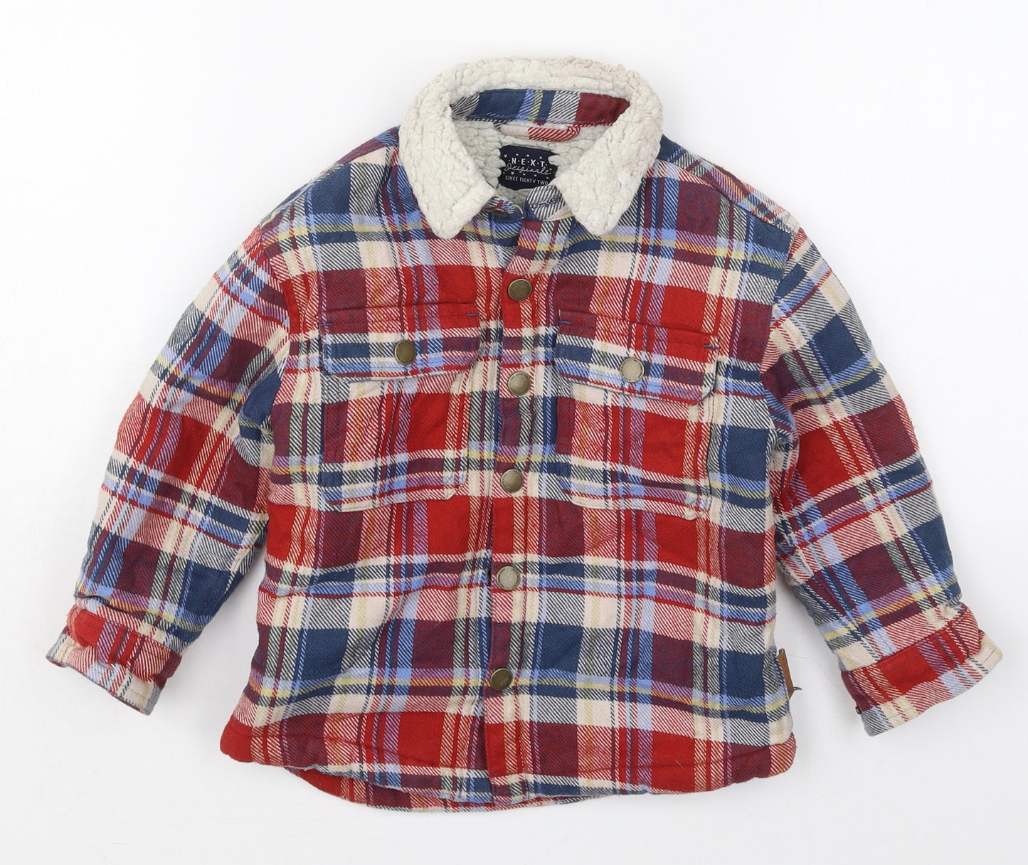 NEXT Boys Red Check  Jacket  Size 3-4 Years  Button