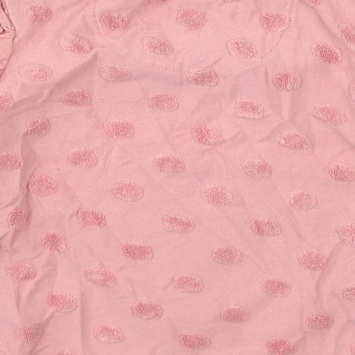 Tesco Girls Pink Polka Dot Cotton Basic T-Shirt Size 9-12 Months Crew Neck Pullover - Minnie Mouse