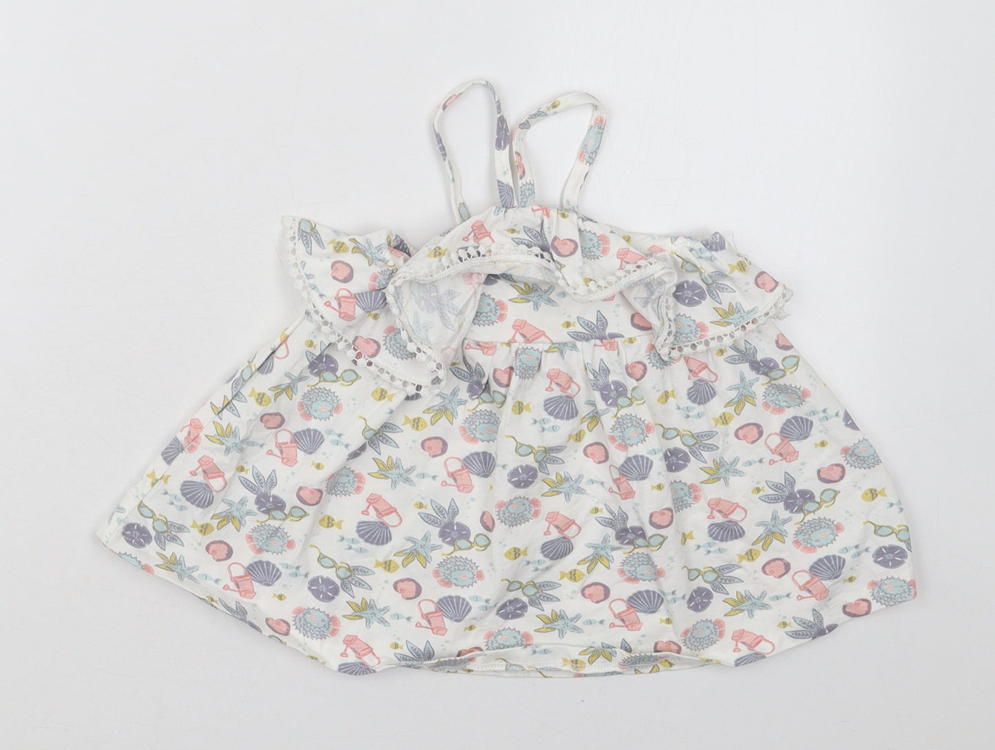 Tommy Bahama Girls White  Cotton Basic Tank Size 12-18 Months Halter Pullover - Sea Shell Print