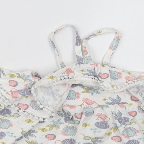 Tommy Bahama Girls White  Cotton Basic Tank Size 12-18 Months Halter Pullover - Sea Shell Print