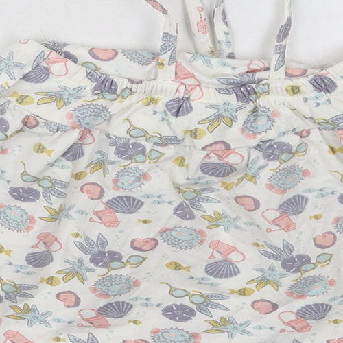 Tommy Bahama Girls White  Cotton Basic Tank Size 12-18 Months Halter Pullover - Sea Shell Print