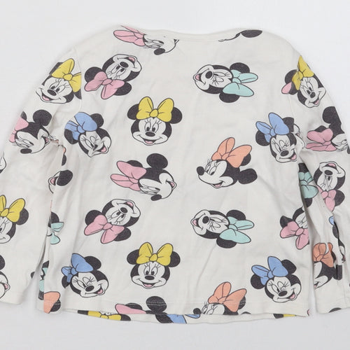 Tesco Girls White  Cotton Basic T-Shirt Size 18-24 Months Crew Neck Pullover - Minnie Mouse