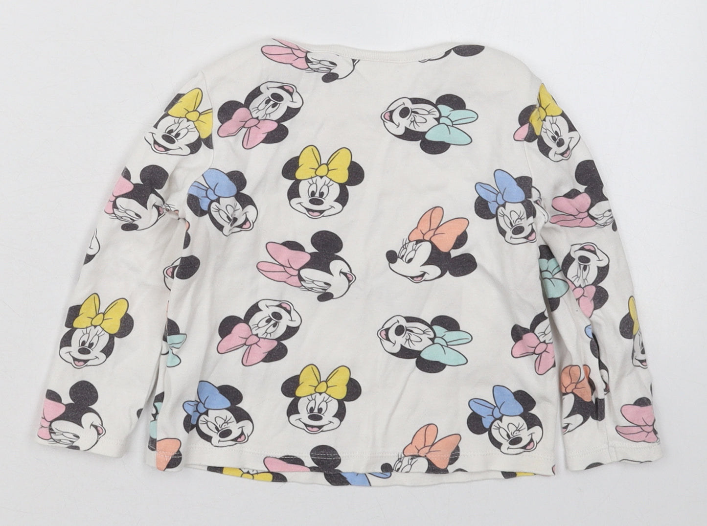 Tesco Girls White  Cotton Basic T-Shirt Size 18-24 Months Crew Neck Pullover - Minnie Mouse