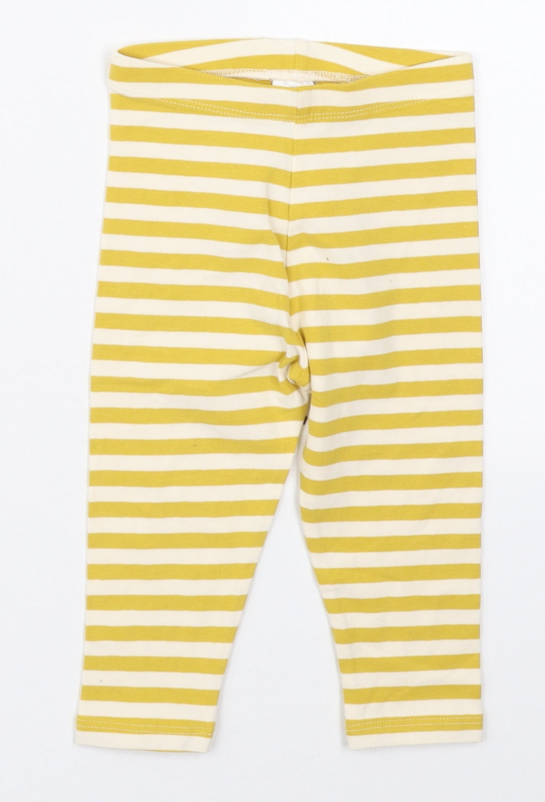 NEXT Girls Yellow Striped Cotton Capri Leggings Size 9-12 Months