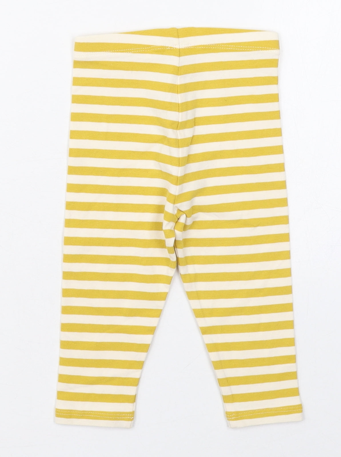 NEXT Girls Yellow Striped Cotton Capri Leggings Size 9-12 Months