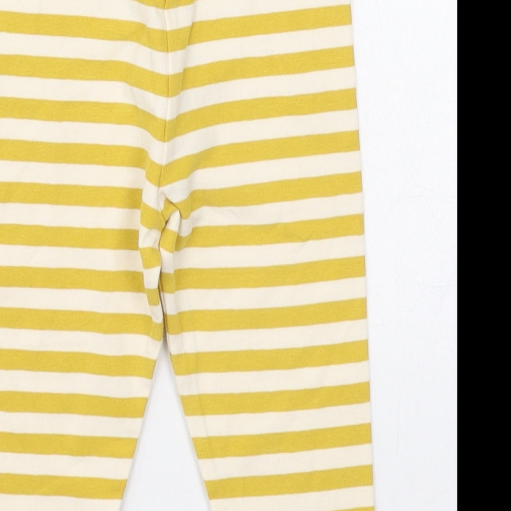 NEXT Girls Yellow Striped Cotton Capri Leggings Size 9-12 Months