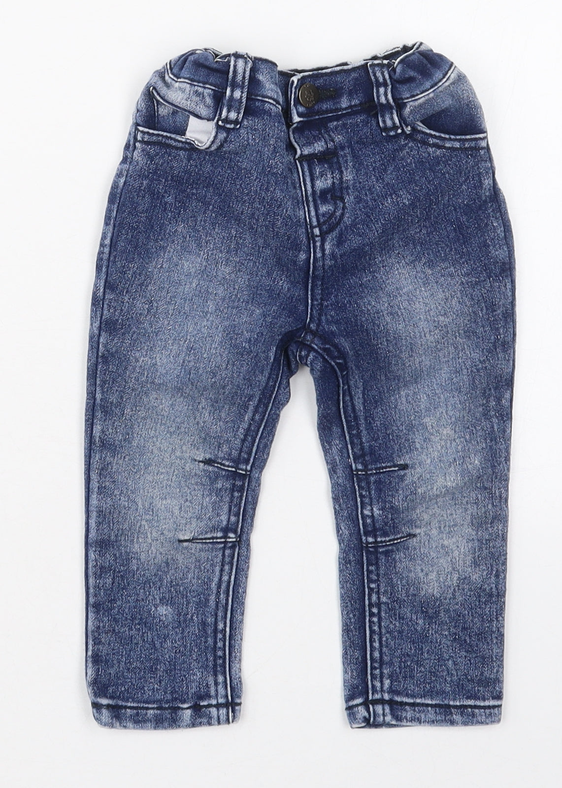 So Cute Boys Blue  Cotton Capri Jeans Size 12-18 Months  Button - Monster Pocket