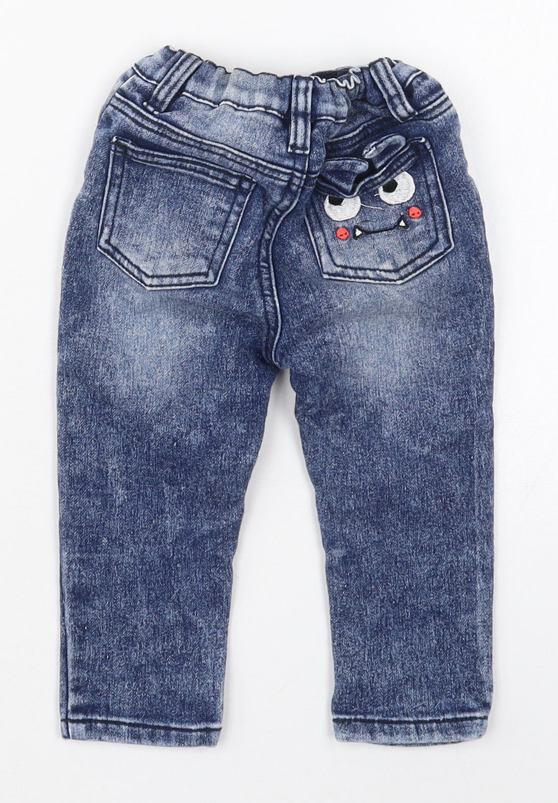 So Cute Boys Blue  Cotton Capri Jeans Size 12-18 Months  Button - Monster Pocket