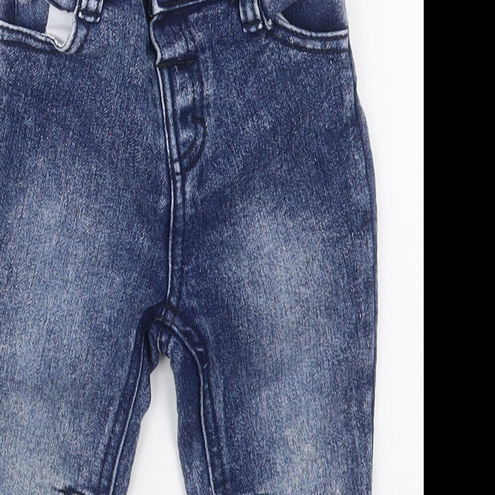 So Cute Boys Blue  Cotton Capri Jeans Size 12-18 Months  Button - Monster Pocket