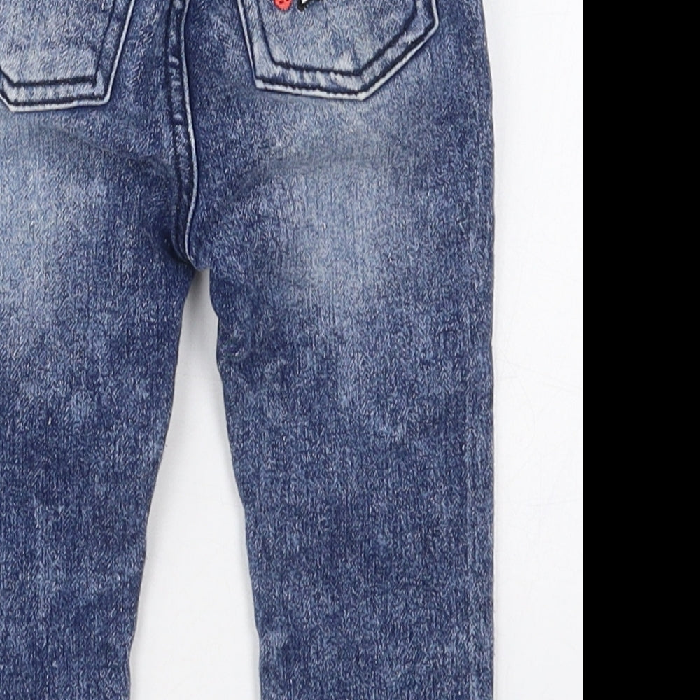 So Cute Boys Blue  Cotton Capri Jeans Size 12-18 Months  Button - Monster Pocket