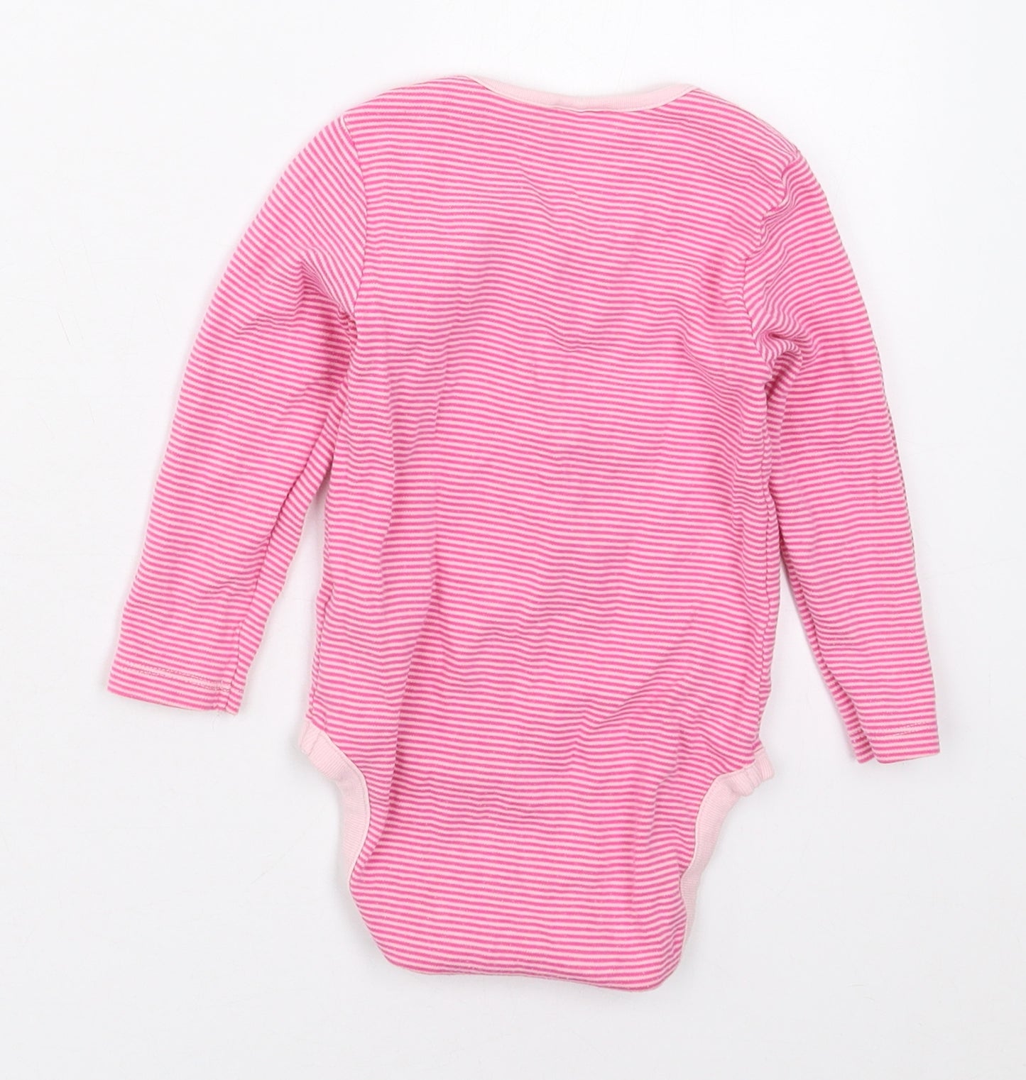 NEXT Girls Pink Striped Cotton Babygrow One-Piece Size 12-18 Months  Button