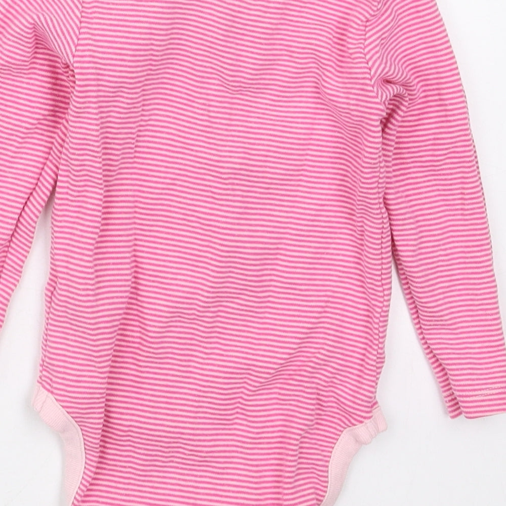 NEXT Girls Pink Striped Cotton Babygrow One-Piece Size 12-18 Months  Button