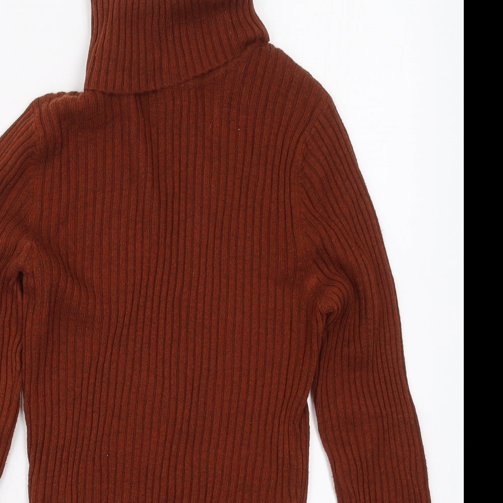 Dorothy Perkins Womens Brown Roll Neck  Viscose Pullover Jumper Size 10