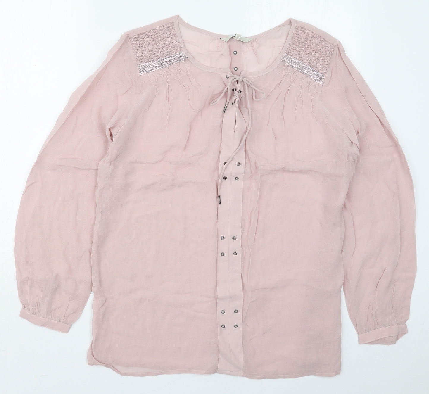 NEXT Womens Pink  Viscose Basic Blouse Size 14 Round Neck