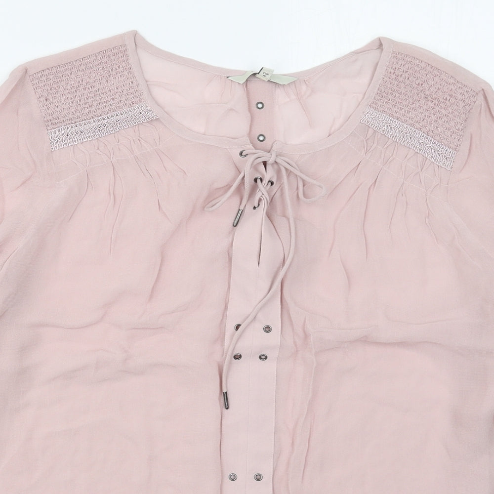 NEXT Womens Pink  Viscose Basic Blouse Size 14 Round Neck